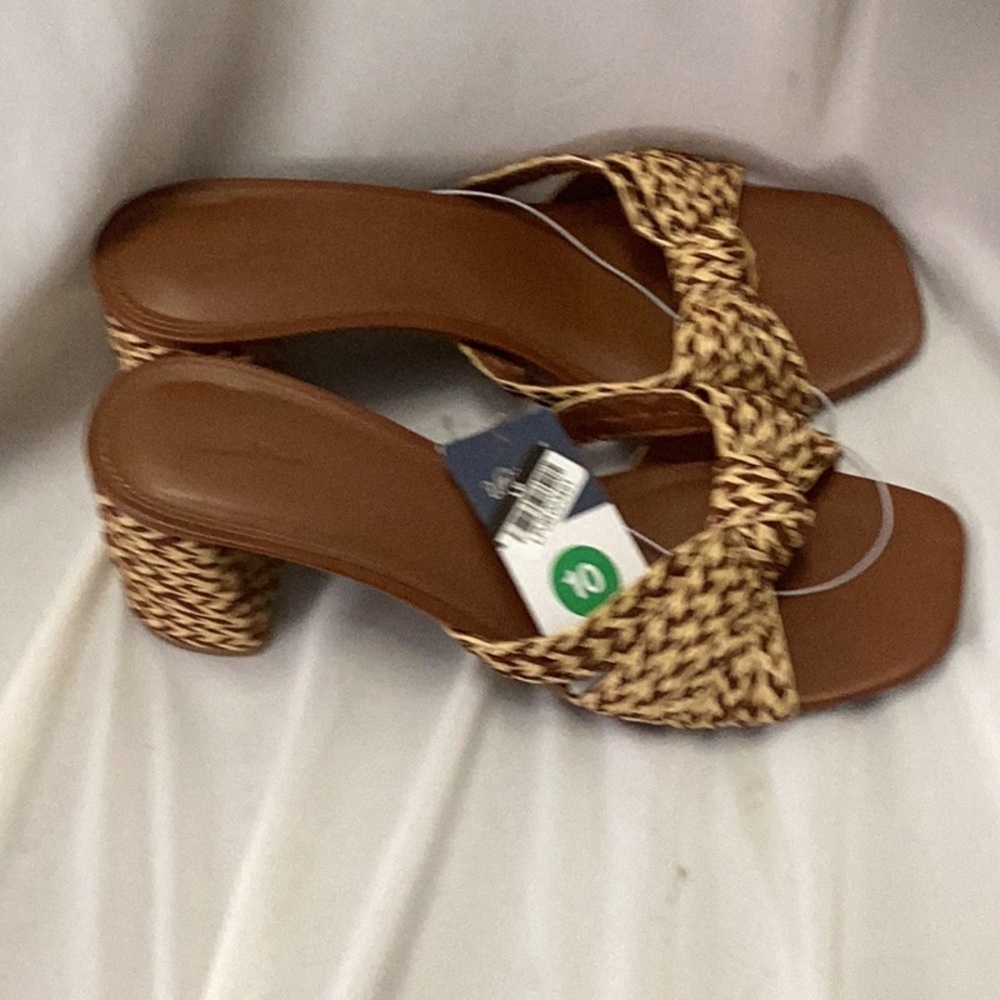 Women's Aaliyah Raffia Strappy Knot Sandal Heels - Universal Thread -Cognac -new - Picture 5 of 7